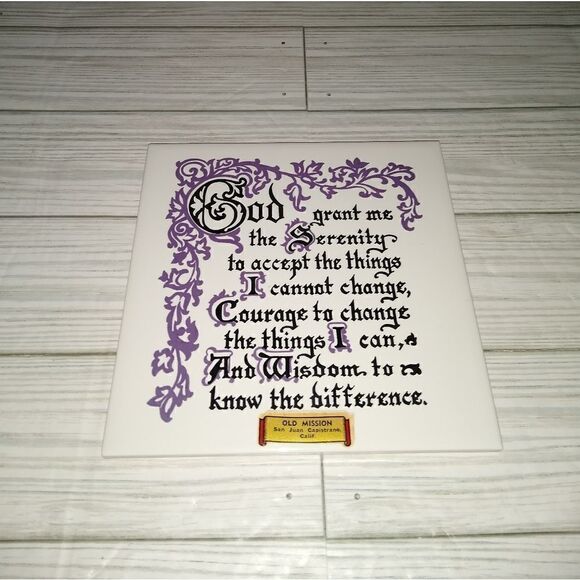 Vintage Religious Tile God Grant Me Serenity Old Mission San Juan Capistrano CA. - Picture 1 of 7